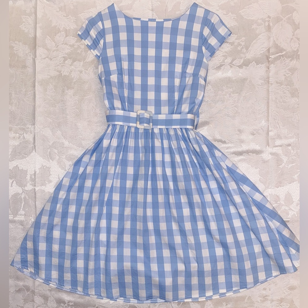 Blue Checkered Midi Dress